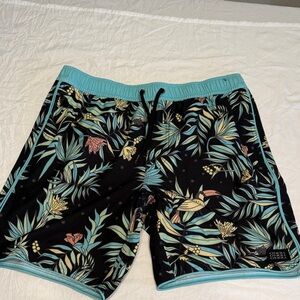 O'Neill Black and Teal Tropical Board Shorts